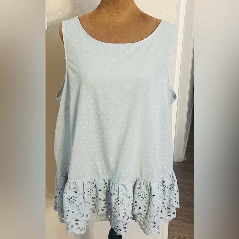 Adyson Parker Blue Mist Eyelet Hem Blouse - Picture 7 of 8